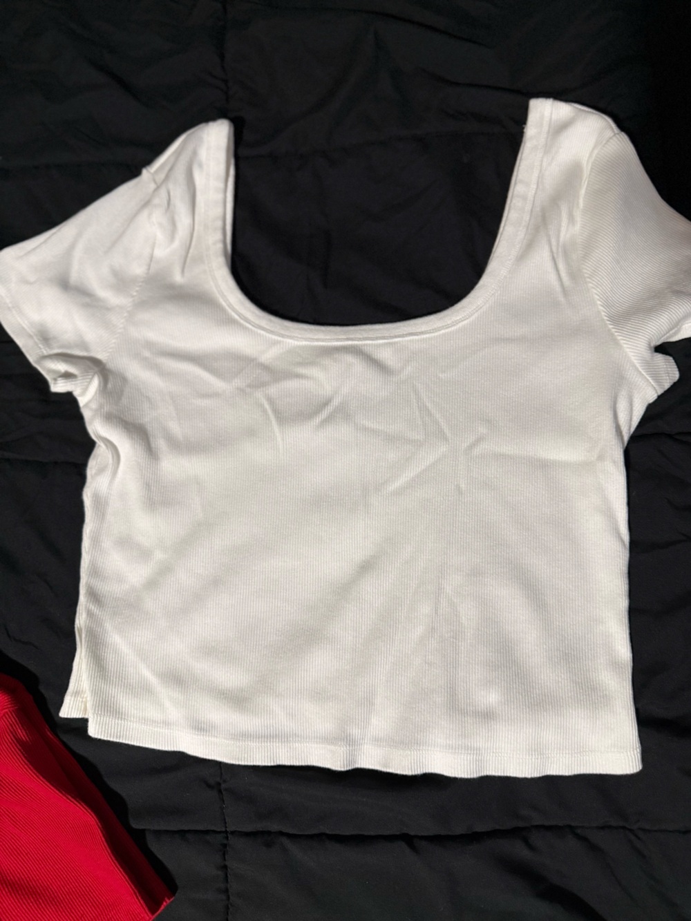 2 Universal Thread White Ribbed Scoop Neck Crop Top